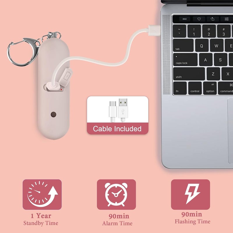 SaForFe Rechargeable Personal Safety Alarm for Women - 140dB Self-Defense Security Alarm Keychain with Strobe Light, Emergency Security Alert Devices for Women Girls Kids Elderly(Pink) - Image 5